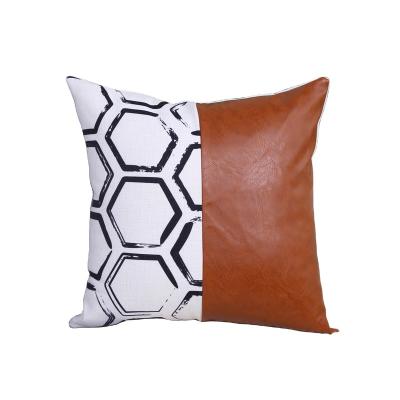 China Home Decor Decorative Sofa Throw Pillow Cover Non-Toxic Living Room Pillow Cover Case With Faux Leather for sale