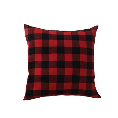 China Viable Wholesale High Quality Black and Red Plaid Polyester-Cotton Cushions and Pillow Case Cover for sale