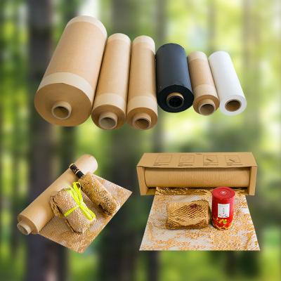 China New Arrivals Wooden Filling Buffer Roll Cushion Envelope Kraft Paper Honeycomb Protective Packaging Paper For Gift for sale