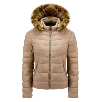 China Winter Breathable Slim Fit Women's Casual Lightweight Basic Down Warm Jackets Coats Female Fur Hoodie Casual Coats for sale