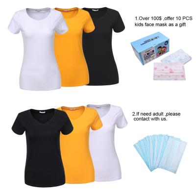 China Breathable Women Short Sleeve T-Shirts Simple Ladies Streetwear Logo Printing Plus Size V-neck And Screwneck Casual Tee Blouse Custom Tops for sale