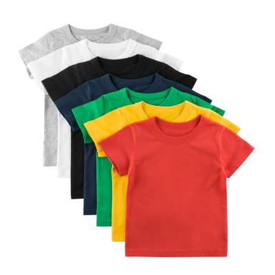 China Custom Unisex Little Kids Boy Logo Tees Clothing Wholesale Casual Kids T-shirts Summer Short Sleeve Cotton Girls T-shirt for sale