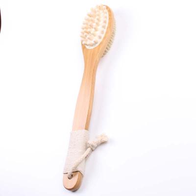 China Bamboo Body Double Side Bath Massage Body Dry Cleaning Brush with Long Handle for sale