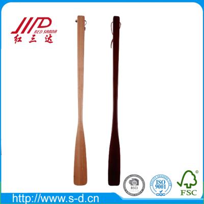 China Real Soft Premium Wooden Shoe Horn With Logo Shoe Wear Aid Tool Long Handle Custom Wholesale, 54cm for sale