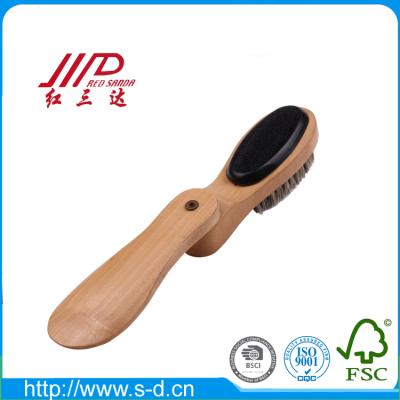 China Viable 3 in 1 Foldable Wooden Cloth Cleaning Brush Magic Fiber Remover Brush and Shoe Horn for sale