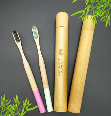 China Yangzhou Manufacture Wholesale Natural Wooden Kids Adult Travel Case Toothbrush Holder Foldable Private Bamboo Box Private Custom Logo for sale