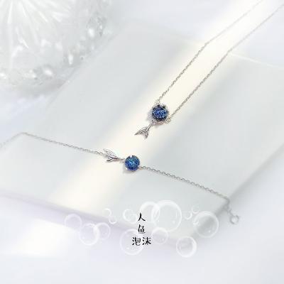 China Bubbl Romantic Romantic Mermaid 925 Silver Necklace for sale