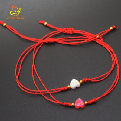 China Synthetic Heart Opal Red String Bracelet Handcrafted CLASSIC for sale