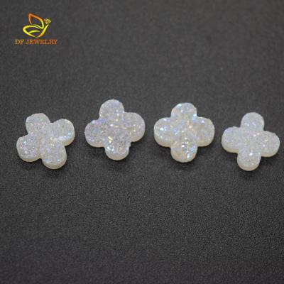 China Jewelryclothing Lucky Four Leaves Clover Natural White Druzy for sale