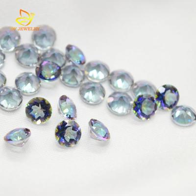 China Jewelry Semi Precious Round Brilliant Cut Blue Mystic Natural Quartz Gemstone for sale