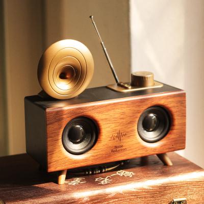 China No Loud Loudspeaker Portable Mini Retro Wooden FM Stereo Audio Sound Speakers High Frequency Radio No Loudspeaker for sale