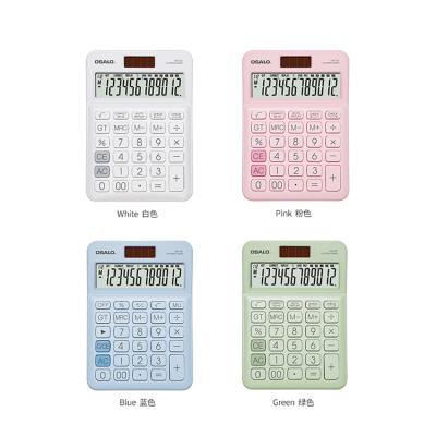 China New 12-digit colorful control selection and correct dual power universal-purpose multi-purpose calculator raw material model calculator for sale