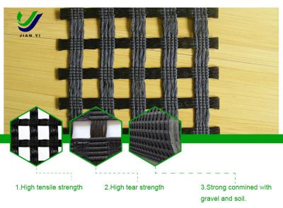 China High Sealing Strength And Low Elongation Of Warp Knitted Polyester Geogrid for sale