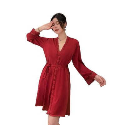 China Women's Long Satin Bathrobe Nightgown Wholesale Sexy Summer Suppliers Long Robes Breathable Sleepwear Set for sale