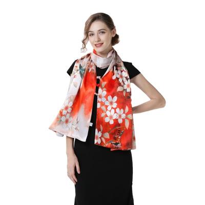 China Popular Wholesale Foulard Handicap Double-Sided Printing Scarves Shawls Women Silk Satin Scarf for sale