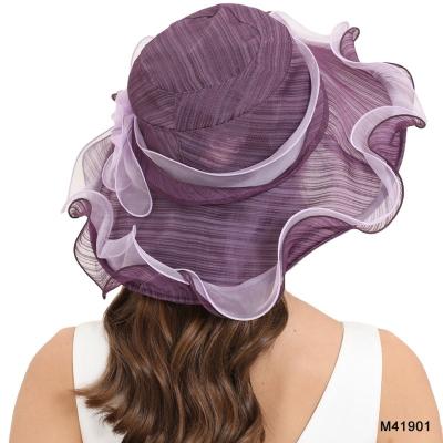 China 2022 New Character Design Brand Wide Brim Straw Hat Ladies Wedding Church Large Packing Summer Silk Hat for sale