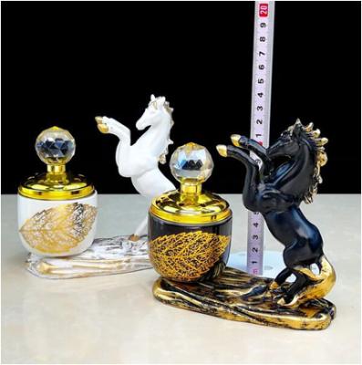 China Others High Quality Creative Black Censer Shape White Horse Design Luxury Home Decoration for sale