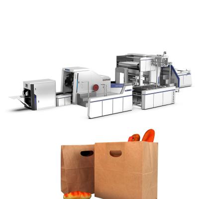 China Garment Shops Fully Automatic High Speed ​​Square Bottom Paper Bag With Handle Making Machine for sale