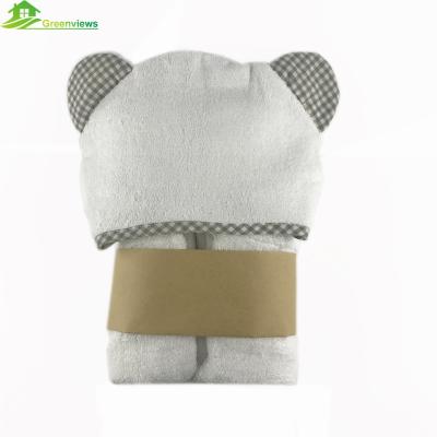 China Compressed Custom Design Baby Hooded Bath Towel With Blanket Bamboo Kids Bear Ears Hooded Baby Towels for sale