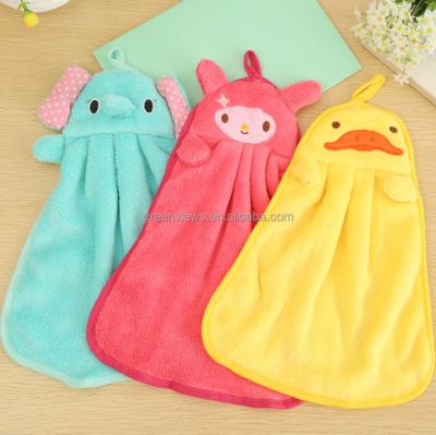 China Coral Fleece Velvet Towel Hanging Washcloth Kitchen Hand Towels Micro Compressed Fleece Towel For Car Cleaning for sale