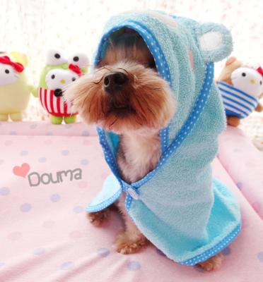 China Sustainable Cotton Dog Bath Towel With Shape Animal Hat Wholesale Cute Dog Bath Towel Pet Bath With Hood for sale