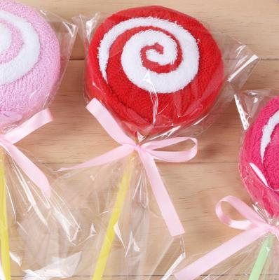 China Compressed Colorful Lollipop Wedding Towel Cake Lollipop Shape Gift Towel Cake/Wholesale Cake Towel Gifts for sale