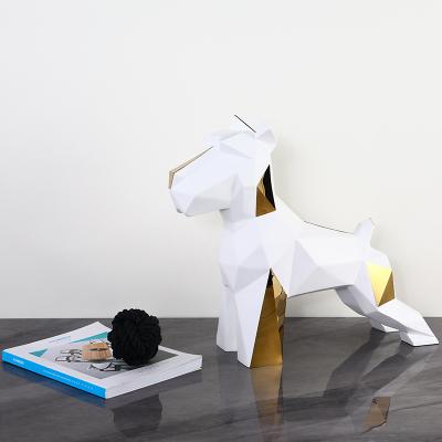 China Minimalist Geometric Animal Sculpture High Grade Art Decor Metal Dog Home Statue With Waterproof for sale