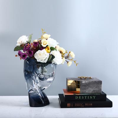 China Dispenser Minimalist Wholesale Customized Modern Creativity Transparent Glass Faces Decorate Glass Vase for sale