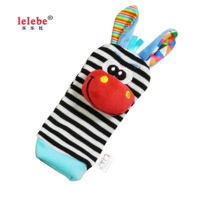 China Anti-Slip China Supplies Baby Rattle Socks Play Zebra Baby Socks Rattle For Newborn Babies for sale