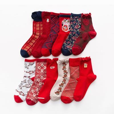 China Breathable Women Knit Thick Woolen Newspaper Socks Winter Logo Christmas Casual Sport Socks Custom Made Warm Long For Women for sale