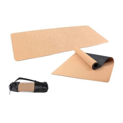 China Durable Eco Friendly Sustainable Natural Cork On Top Back Strip Yoga Mat Customized Net Material Bag for sale