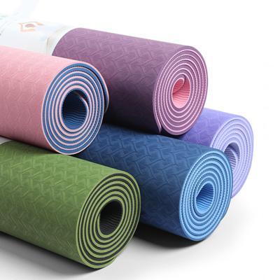 China Custom Printed Durable Logo Tape Anti-wrinkle Bodybuilding Yoga Material Waterproof Durable Mats Eco Friendly for sale