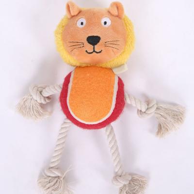 China Viable Most Popular Wholesale Dog Cats Puppy Cotton Rope Lion Plush Doll Squeaky Chew Toy for sale