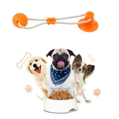 China Viable Food Dispensing Dog Toys Rope Ball Pull Toy With Suction Cup Teeth Cleaning Dog Chew Tug Toys for sale