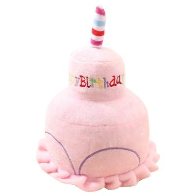 China Durable Dog Plush Toys Bite-Resistant Teething And Sounding Birthday Series Plush Cake Pet Supplies for sale