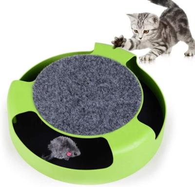 China Viable Cat Toy with Rotating Running Mouse Cat Interactive Toys with Running Mice and a Work Area Cat Scratcher Catnip Toy for sale