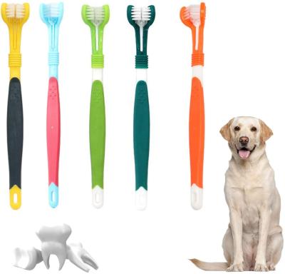 China Viable 3 Sided Pet Toothbrush for Dogs and Cats Teeth Cleaning Pet Toothbrush Multi-angle Cleaning Mouth for sale