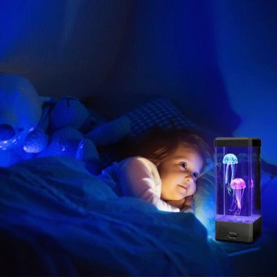 China Modern Electric Jellyfish Tank Table Lamp with Color Changing Light for Room Mood Light for Relax LED Jellyfish Lamp for sale