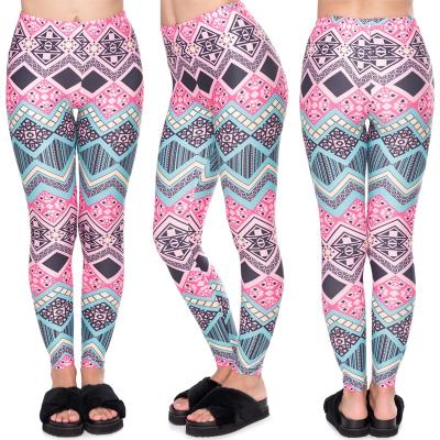 China Custom Made Antibacterial 92%Polyester 8%Spandex High Waist Fabric 230g Double Side Brushed Milk Silk Women Rozowy Yoga Pants Gaiters Aztec Tights for sale