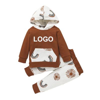 China Jogger Hoodie Set 2021 Wholesale New Design Logo Winter Warm Casual Little Boy Sweatpants Custom Kids Joggers And Hoodie Set Kid Sweats And Hoodie for sale