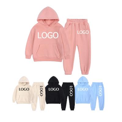 China Wholesale Logo Little Kid Winter Thick Jogger Hoodie Set Custom Clothes Kids Hoodie and Sweatpants Sets Custom Kids Sweatsuit Unisex for sale