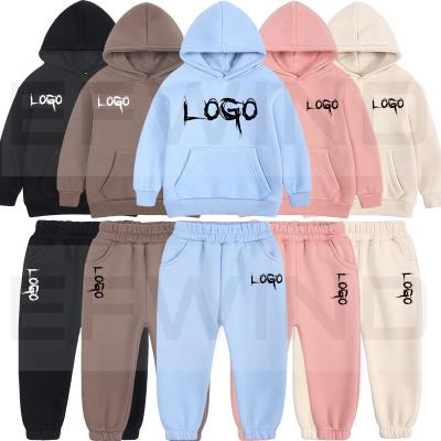 China Jogger Hoodie Set Customize Your Own Store Logo Wholesale Outdoor Child Hoodie Jogger Suit Kids Tracksuits Sweatsuit Custom Kids Jogging Suit Sets for sale