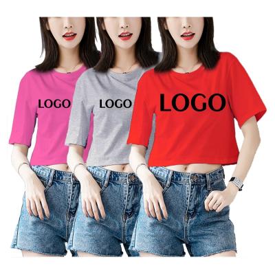 China Wholesale Loose Crop Sleeve T-shirt Summer Streetwear Top Women T-shirt Fashion Breathable Short Top Round Neck T-shirt For Women for sale