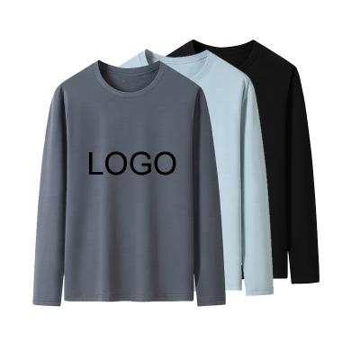 China 2021 New Cotton Anti-Wrinkle Custom Mens O-neck Big Long Sleeve Loose Top Men's T-Shirt Works Clothing Logo Sweatshirt 100% for sale