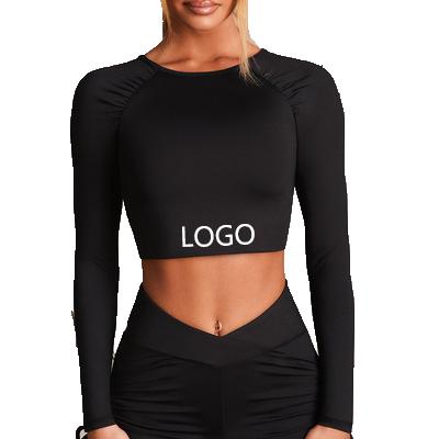 China Breathable Ladies Sports Girls Fitness Long Sleeve Gym Yoga Bra Tops Logo Crane Exercise Workout Sports Bra Custom Made For Women Winter for sale