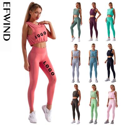 China Popular Waterproof Hot Selling Women's High Waist Seamless String Sports Yoga Set Two-Pieces Tops And Pants Sets Yoga Suit for sale