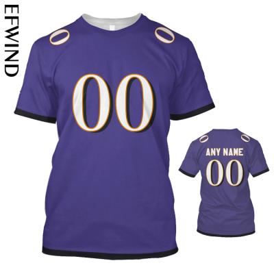 China QUICK DRY Accept Logo Custom Branded American Rugby NFL Football Baltimore-Raven-s Teams Sports Short Sleeve Unisex Tee T-Shirt for sale