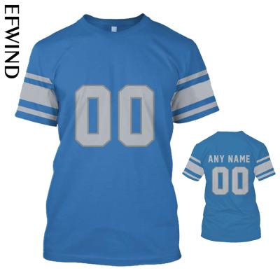 China QUICK DRY Accept Custom Branded Logo American Rugby Football Detroit-Lions NFl Teams Sports Short Sleeve Unisex Tee T-Shirt for sale