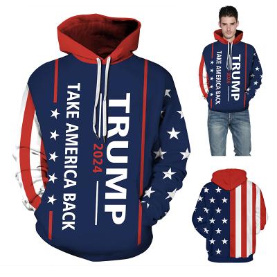 China New Design Anti-wrinkle Pre-Order Accept Custom Logo USA Flag Trump 2024 Take America Back Hoodies for sale