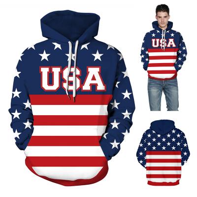 China Wholesale Anti-wrinkle New Design Pre-Order Accept Custom Logo Stripes USA Flag Hoodies for sale